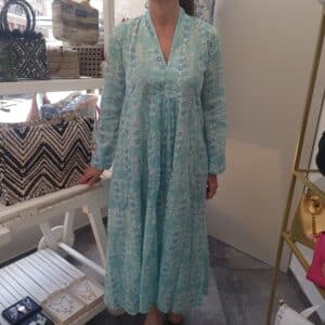 Caftan de algodón y seda. Vestido de verano Vitoria unike