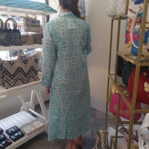 Caftan de algodón y seda. Vestido de verano Vitoria unike