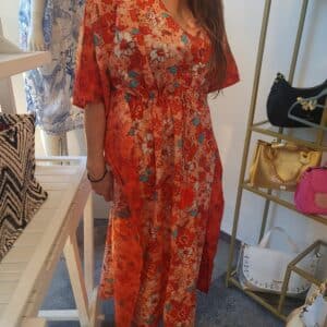 Caftan de algodón y seda. Vestido de verano pamplona unike