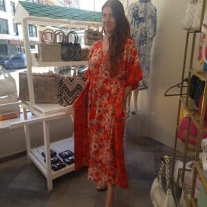 Caftan de algodón y seda. Vestido de verano pamplona unike