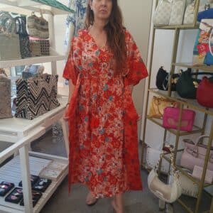 Caftan de algodón y seda. Vestido de verano pamplona unike