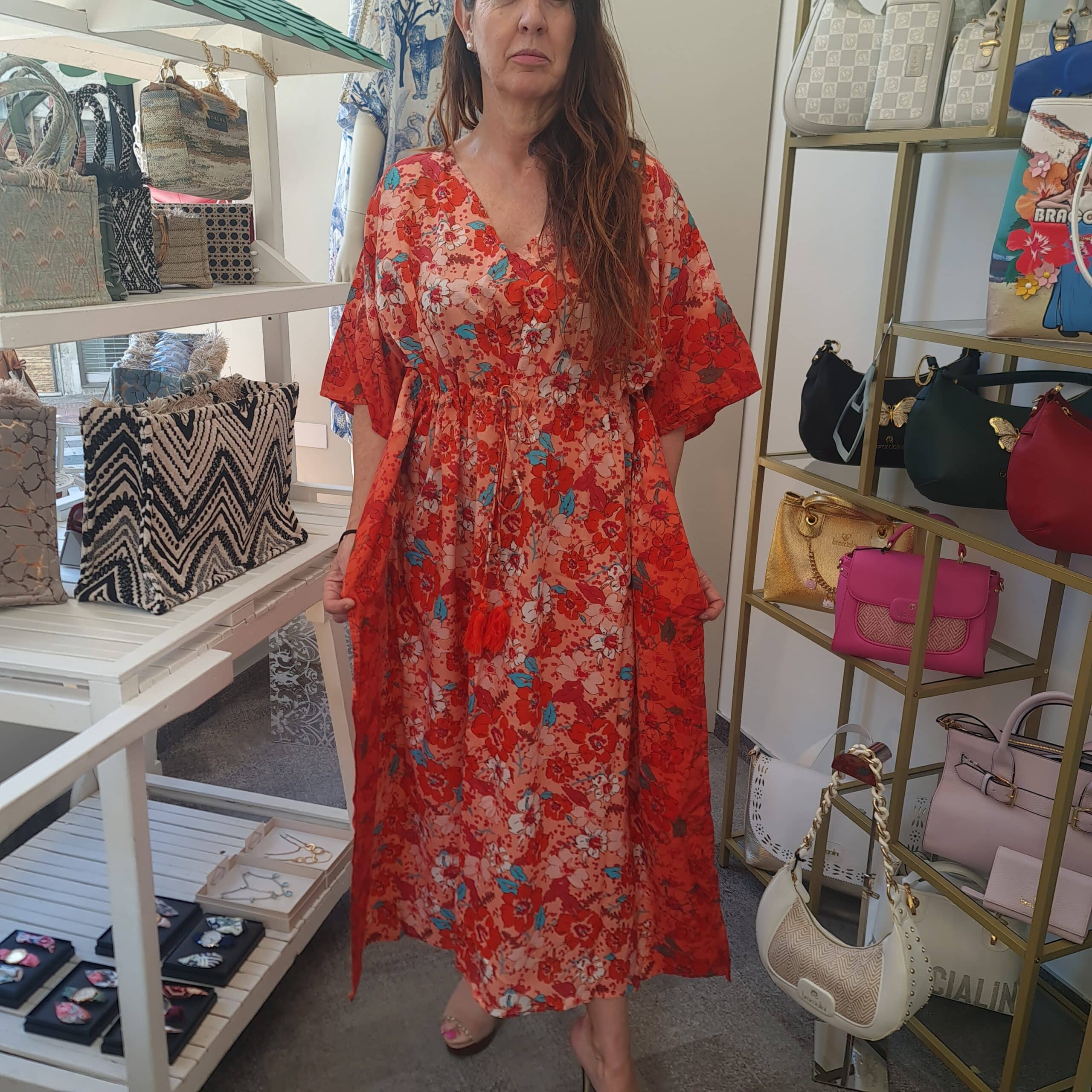 Caftan de algodón y seda. Vestido de verano pamplona unike Caftan de algodón y seda. Vestido de verano pamplona unike