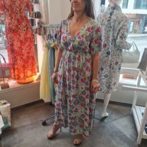 Caftan de algodón y seda. Vestido de verano pamplona unike