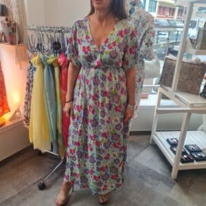 Caftan de algodón y seda. Vestido de verano pamplona unike