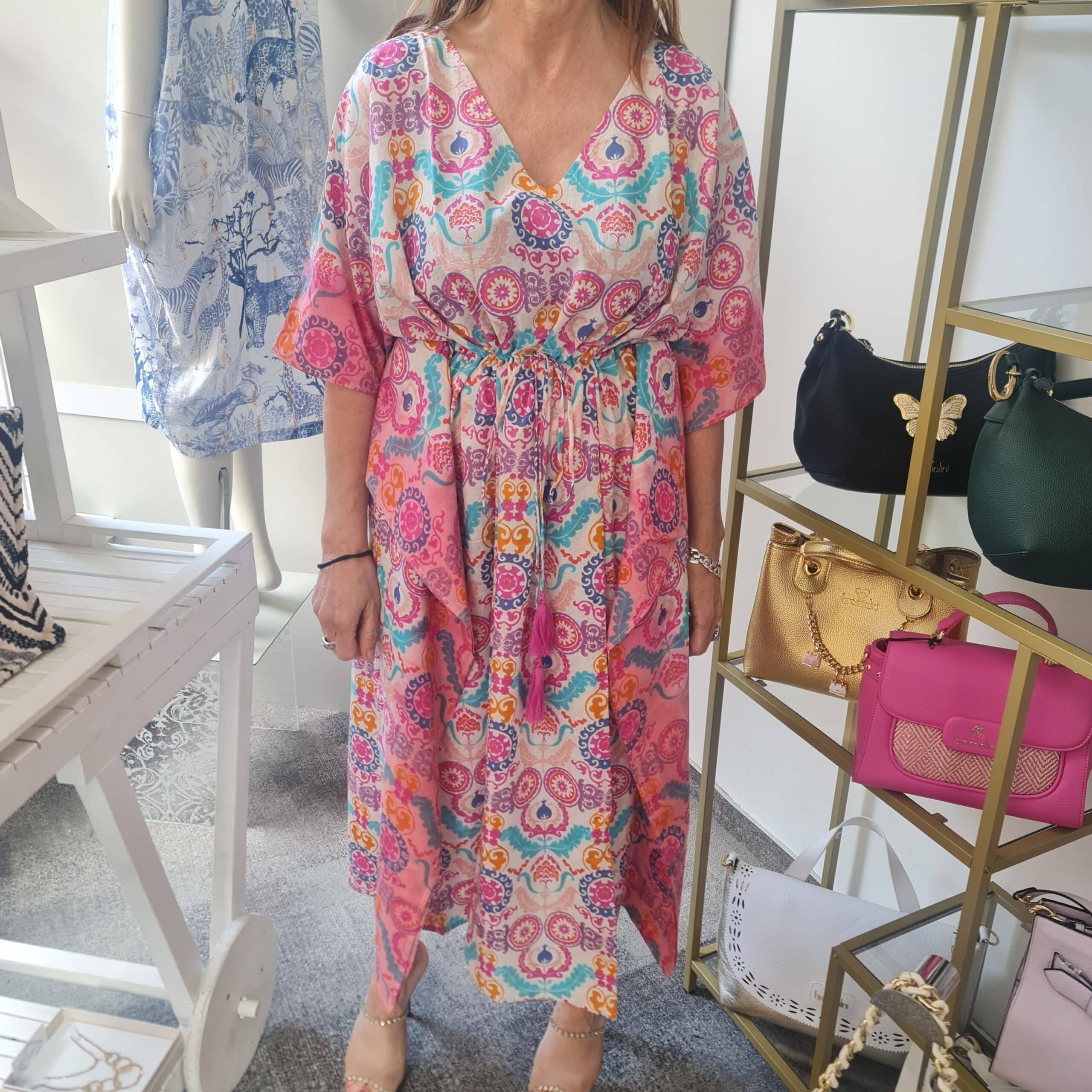 Caftan de algodón y seda. Vestido de verano pamplona unike Caftan de algodón y seda. Vestido de verano pamplona unike