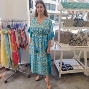 Kaftan de algodón y seda. Vestido de verano pamplona unike