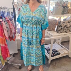 Kaftan de algodón y seda. Vestido de verano pamplona unike