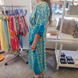 Kaftan de algodón y seda. Vestido de verano pamplona unike