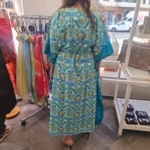 Kaftan de algodón y seda. Vestido de verano pamplona unike