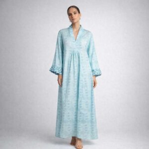 Caftan de algodón y seda. Vestido de verano Vitoria unike