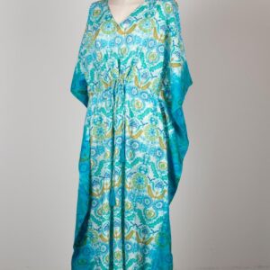 Kaftan de algodón y seda. Vestido de verano pamplona unike