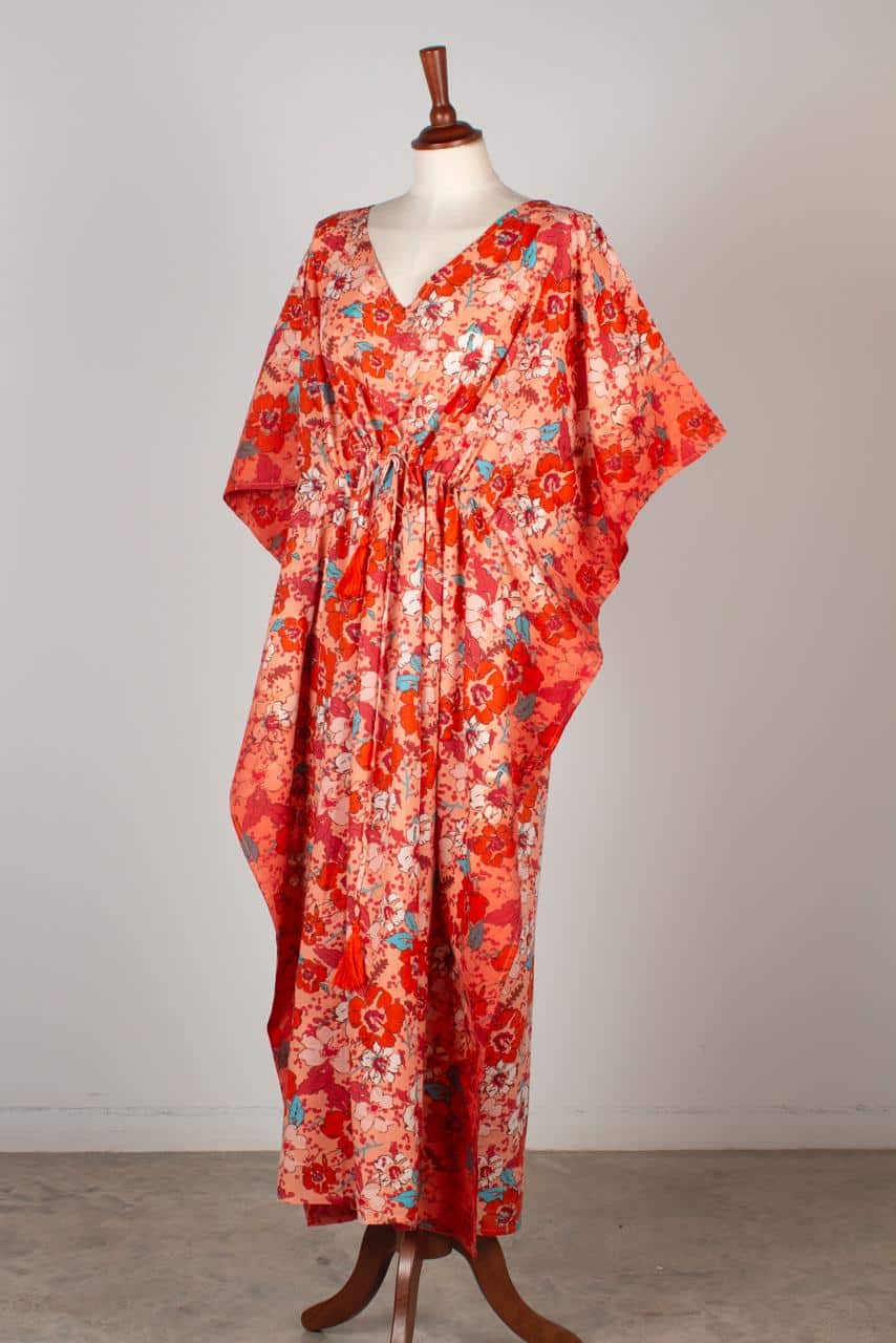 Caftan de algodón y seda. Vestido de verano pamplona unike Caftan de algodón y seda. Vestido de verano pamplona unike
