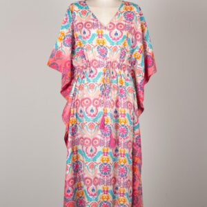 Caftan de algodón y seda. Vestido de verano pamplona unike