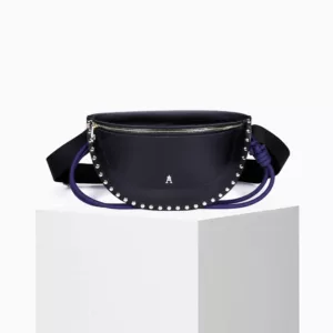 Bandolera de cuero mujer modelo smile clou en color negro, diseño francés exclusivo disponible en Unike, boutique en Pamplona