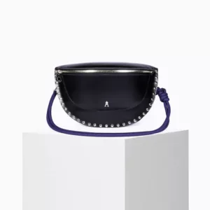 Bolso de cuero para mujer smile clou negro, moda francesa en Pamplona con estilo sofisticado.