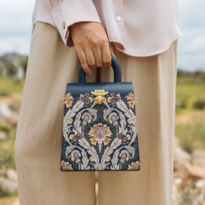 Bolso artesanal Tronc & Co de madera pintada a mano, vista frontal, diseño indú minimalista